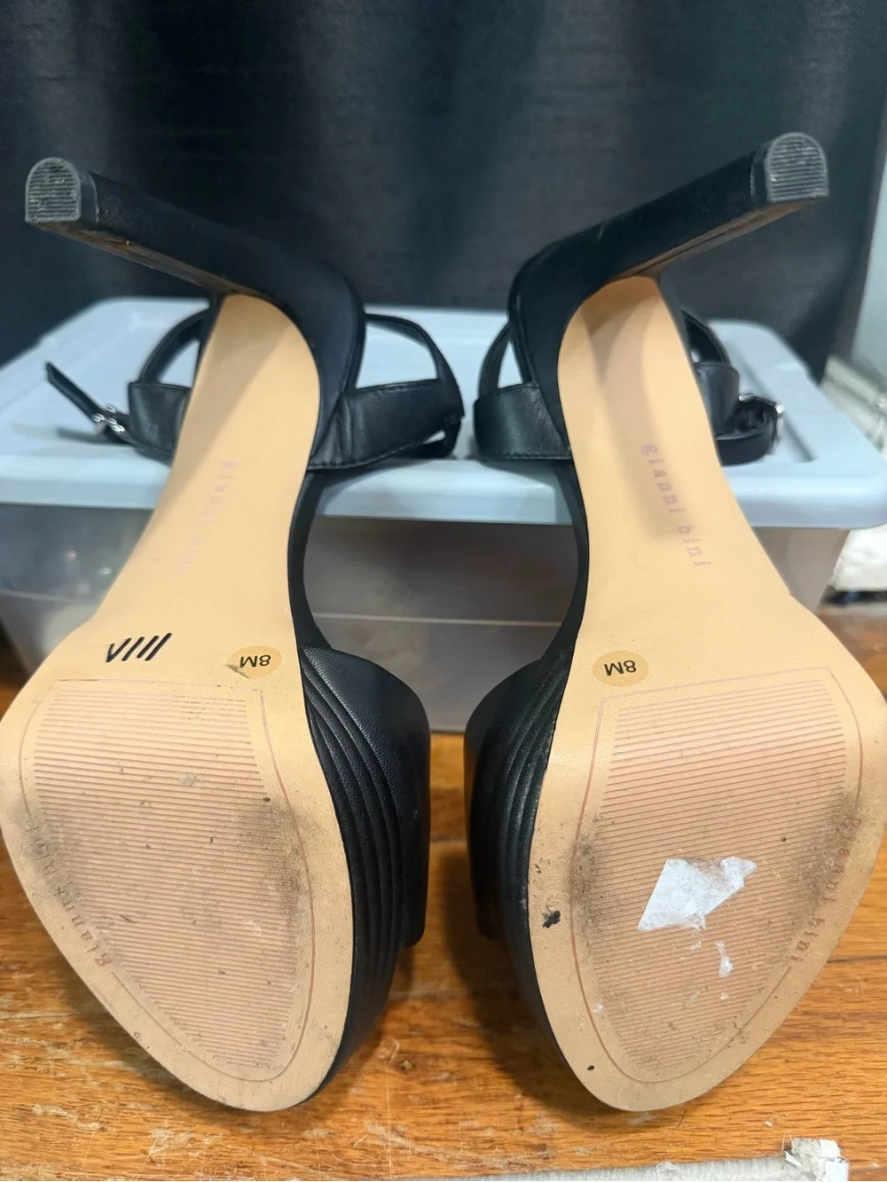 Gianni Bini Black Layered-Platform Ankle-Strap Sandals size 8 NWOB